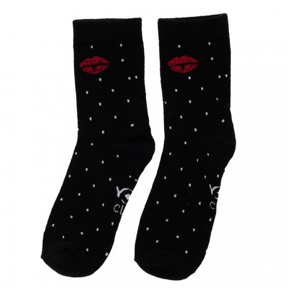 Чорапи с целувки за момиче черни YO! 193617 