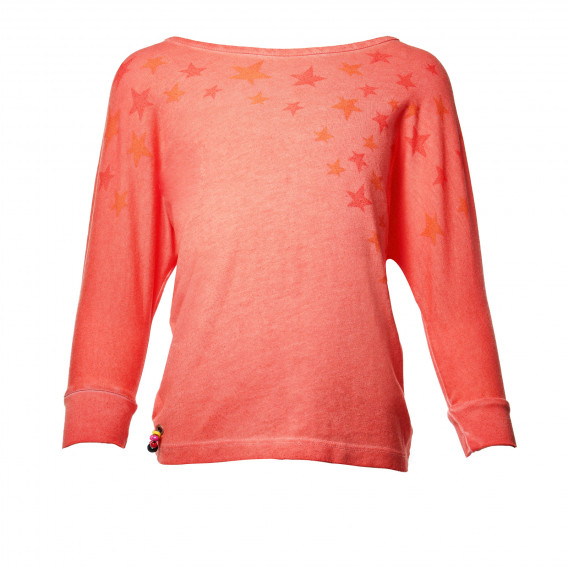 Памучна блуза с дълъг ръкав за момиче с оранжеви звездички  COSY REBELS 19393 