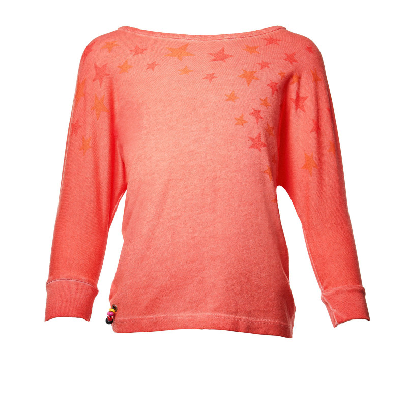 Памучна блуза с дълъг ръкав за момиче с оранжеви звездички   19393