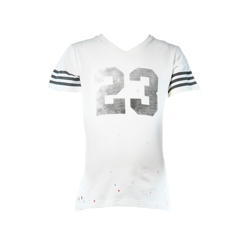 Памучна тениска с принт номер 23 за момче, бяла  19411
