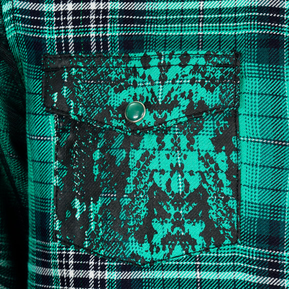 Карирана риза тип туника с дълъг ръкав за момиче зелена Guess 194237 3