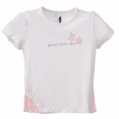 Памучна тениска за бебе момиче в бяло и розово Original Marines 195186 