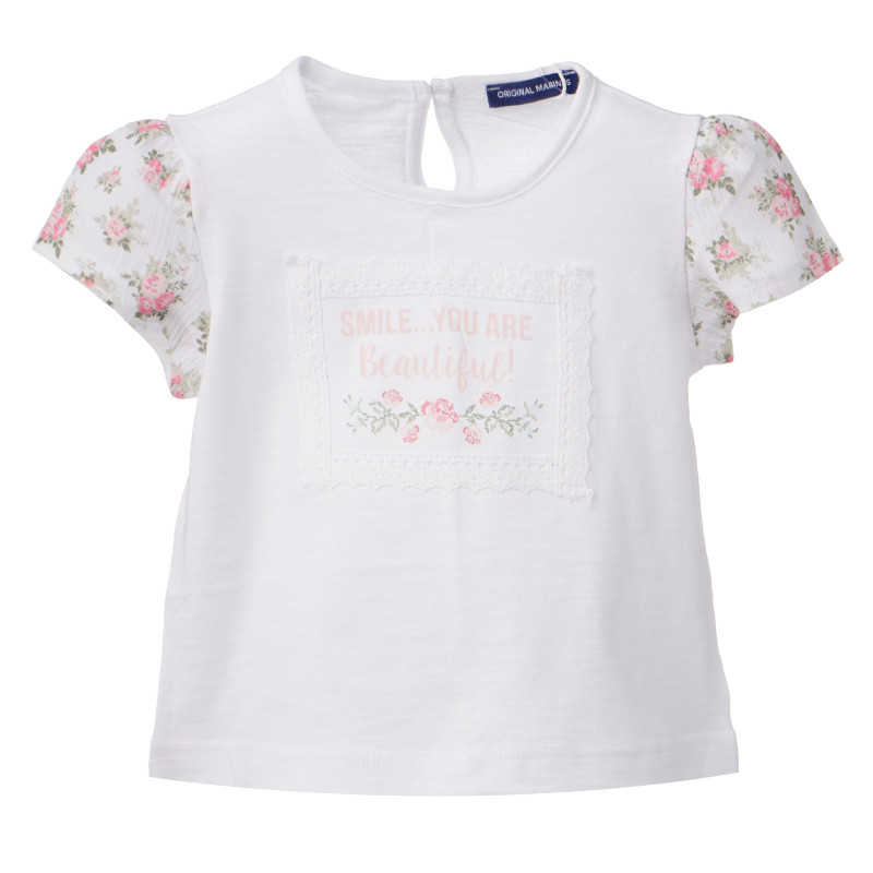 Памучна тениска за бебе за момиче розова  196568