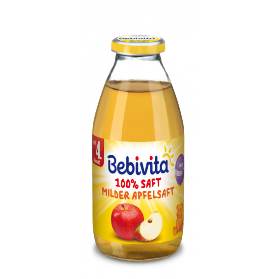 Сок от меки ябълки, 3-5 месеца, стъклена бутилка 200 мл. Bebivita 19663 