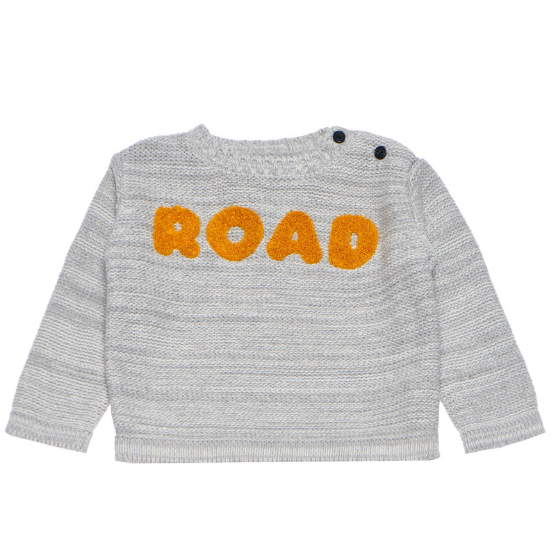 Сив пуловер с надпис ROAD!" за момиче  197384