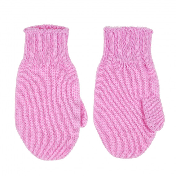 Плетени вълнени ръкавици, розови Benetton 199470 2
