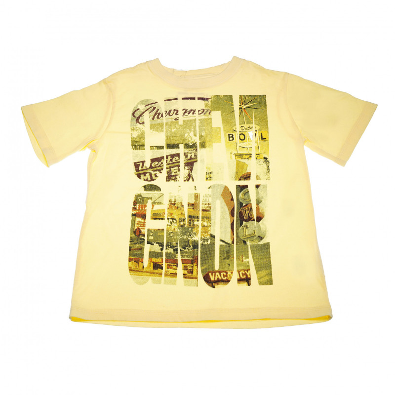 Памучна тениска за момче жълта  199937
