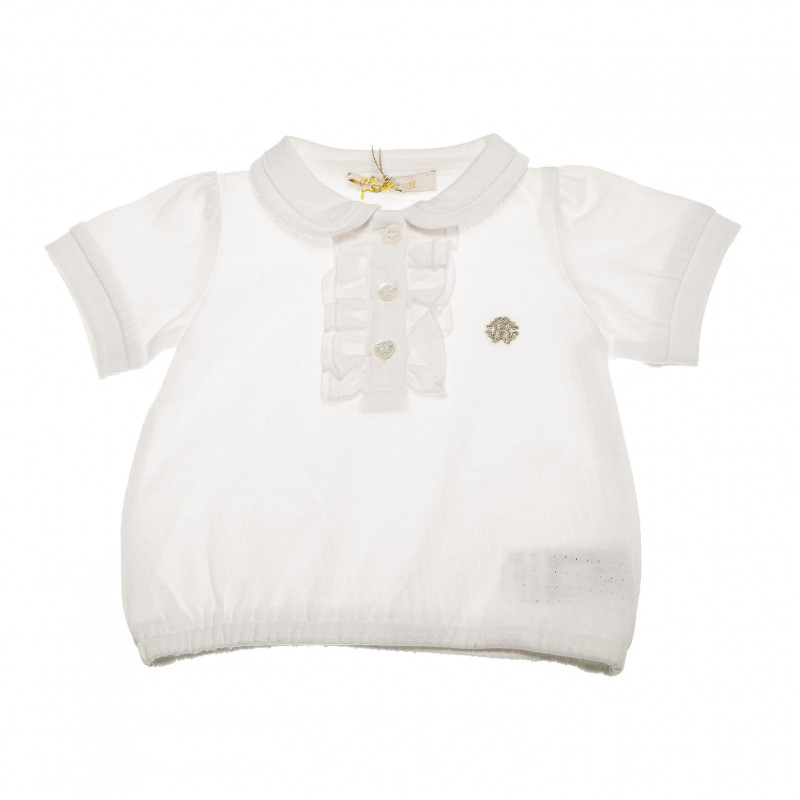 Памучна тениска за бебе за момиче бяла  199940