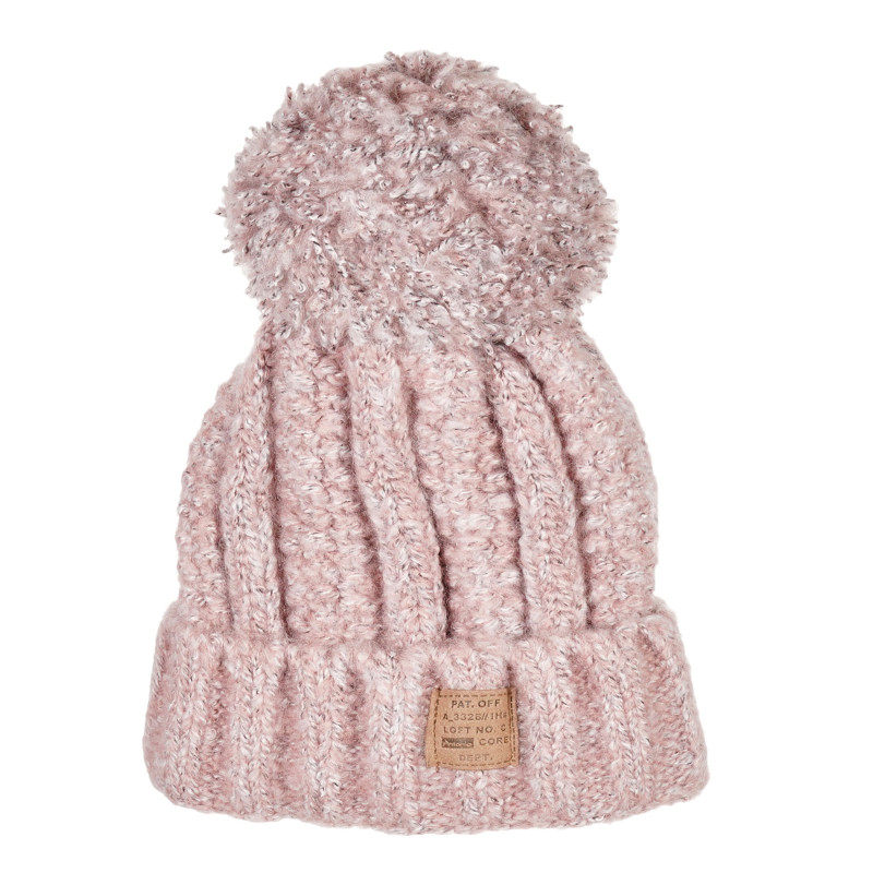 Зимна шапка с помпон за момиче розова  201270