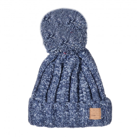 Зимна шапка с помпон синя Antonio 201279 
