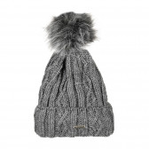 Зимна шапка с помпон за момиче светло сива Antonio 201282 