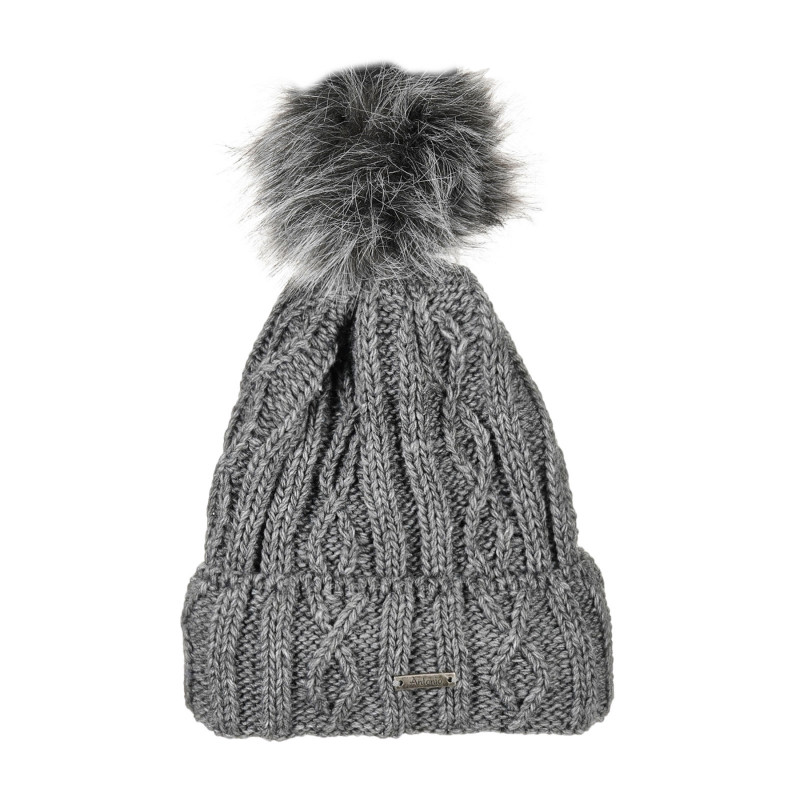 Зимна шапка с помпон за момиче светло сива  201282