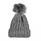 Зимна шапка с помпон за момиче светло сива Antonio 201283 2
