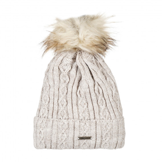 Зимна шапка с помпон за момиче бежова Antonio 201288 