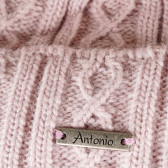 Зимна шапка с помпон за момиче розова Antonio 201293 3