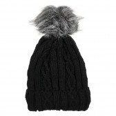 Зимна шапка с помпон за момиче черна Antonio 201301 2