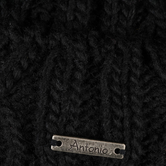 Зимна шапка с помпон за момиче черна Antonio 201302 3