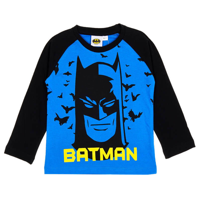 Памучна блуза с дълъг ръкав и принт на Батман за момче синя  201525