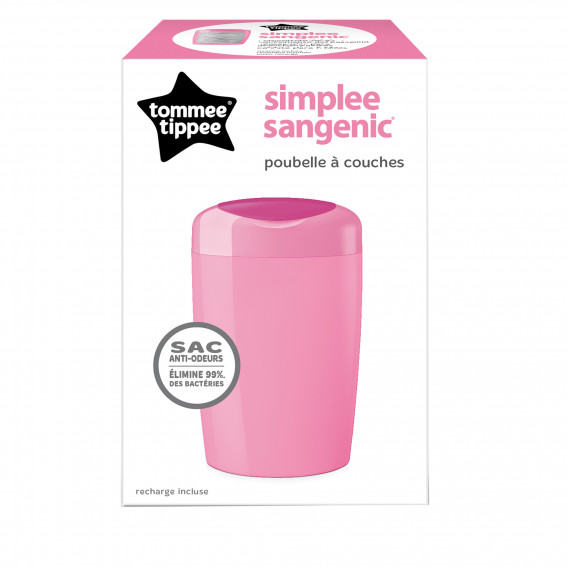Хигиенен кош за еднократни пелени Simplee - РОЗОВ за момиче Tommee Tippee 20157 