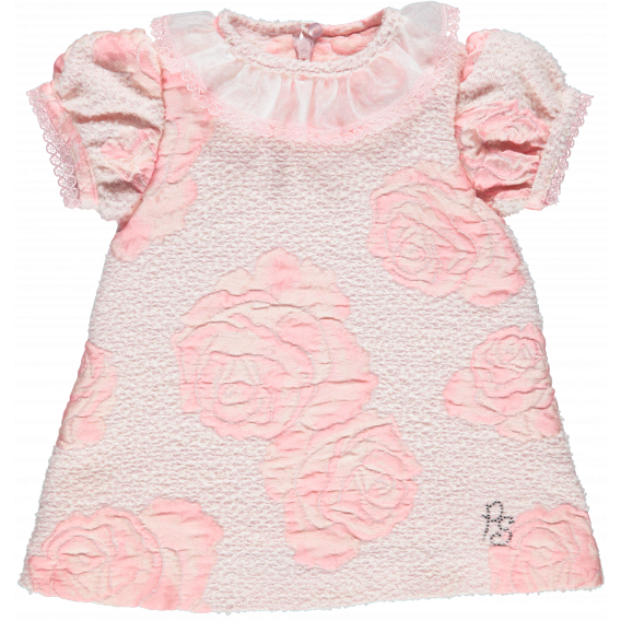 Памучна рокля с къс ръкав тип буфан за бебе Picolla Speranza 20224 