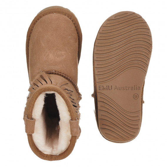 Ботуши от естествен велур с ресни, бежови Emu-Australia 202265 3