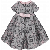 Официална рокля с къс ръкав и пришит колан в розово Picolla Speranza 20235 2