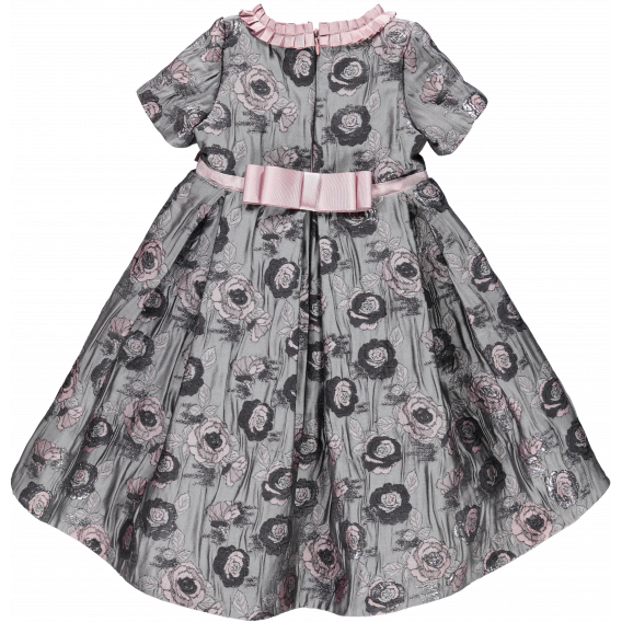 Официална рокля с къс ръкав и пришит колан в розово Picolla Speranza 20235 2