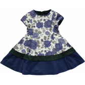 Официална рокля с къс ръкав в нежен цвят обсипан със сини рози Picolla Speranza 20248 