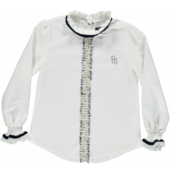 Официална блуза с дълъг ръкав и кант на яката за момиче Picolla Speranza 20282 