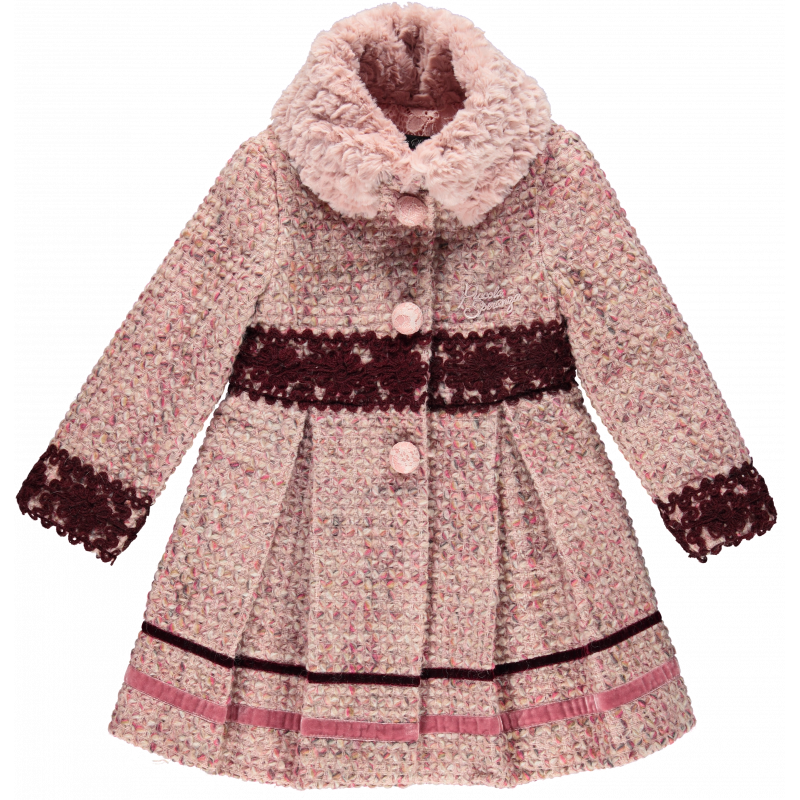 Зимно палто за момиче с декорация от дантела  20299
