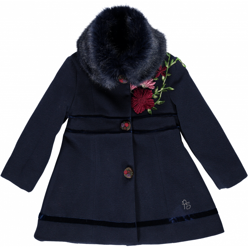 Зимно палто за момиче с бродирани цветя в горната част  20301