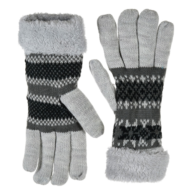 Зимни плетени ръкавици светло сиви  203044