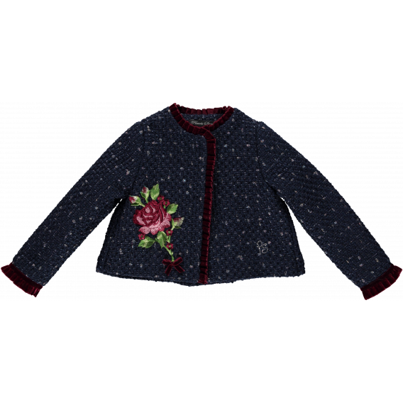 Зимно палто за момиче с бродирана роза и панделка на гърба Picolla Speranza 20309 2