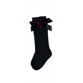 Дълги чорапи за момиче със сребристо лого на марката и панделка в горната част Picolla Speranza 20345 