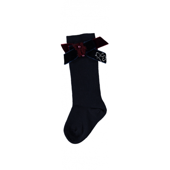 Дълги чорапи за момиче със сребристо лого на марката и панделка в горната част Picolla Speranza 20345 