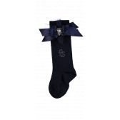 Дълги чорапи за момиче с лого на марката и тъмносиня панделка в горната част Picolla Speranza 20346 