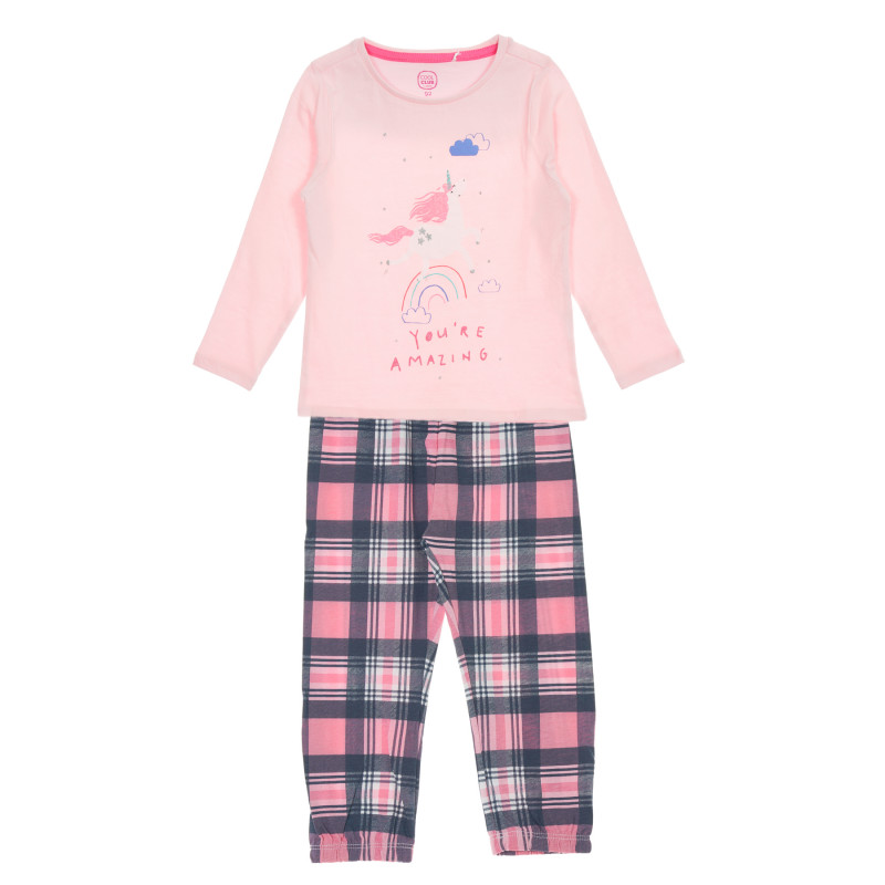Памучна пижама с карирано долнище  203860