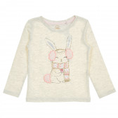 Памучна блуза с дълъг ръкав и щампа на зайче за момиче многоцветна Cool club 203871 