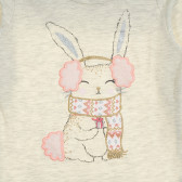 Памучна блуза с дълъг ръкав и щампа на зайче за момиче многоцветна Cool club 203872 2