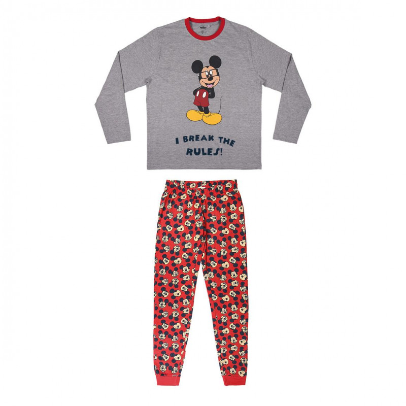 Памучна пижама, Мики Маус в сиво и червено  203894