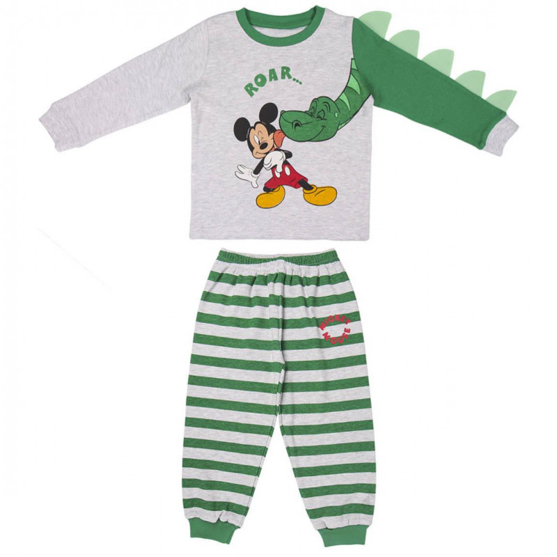 Памучна пижама, Мики Маус в сиво и зелено  203905