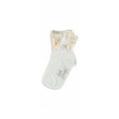 Чорапи за момиче с голяма панделка и дантела в перлен цвят Picolla Speranza 20403 