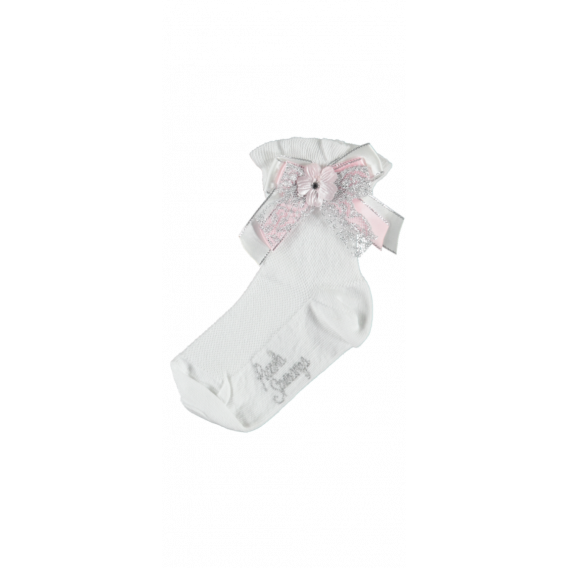 Чорапи за момиче със сребриста панделка от дантела Picolla Speranza 20406 