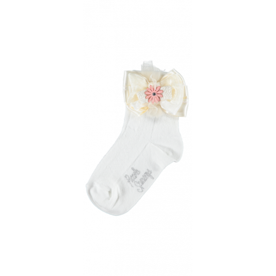 Чорапи за момиче с  панделка и нежно цвете в розово Picolla Speranza 20409 