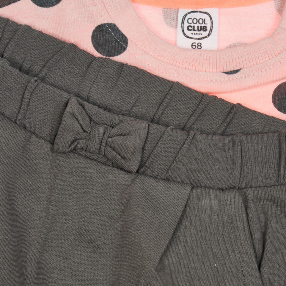 Комплект блуза и панталон за бебе в розово и сиво Cool club 204157 3