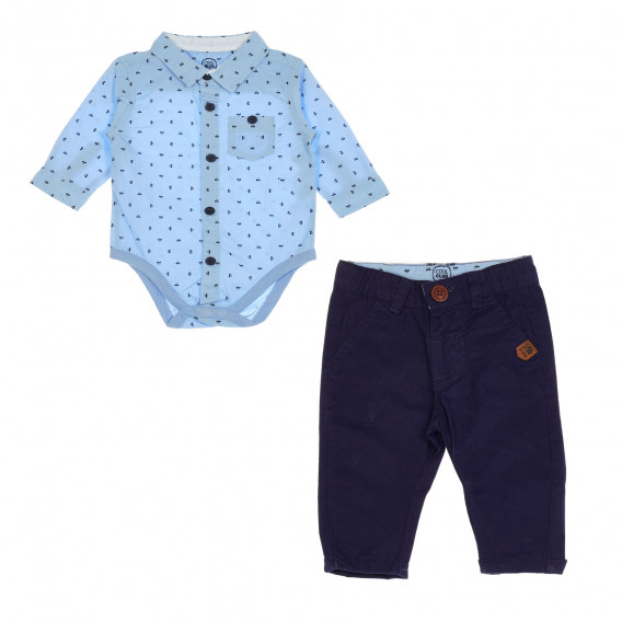 Комплект боди-риза и панталон за бебе, сини Cool club 204198 