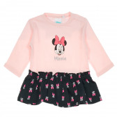 Памучна рокля с щампа на Мини Маус за бебе в розово и черно Cool club 204205 