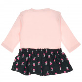Памучна рокля с щампа на Мини Маус за бебе в розово и черно Cool club 204208 4