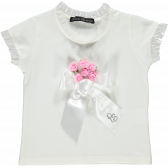 Блуза с къс ръкав и апликация панделка за момиче Picolla Speranza 20436 