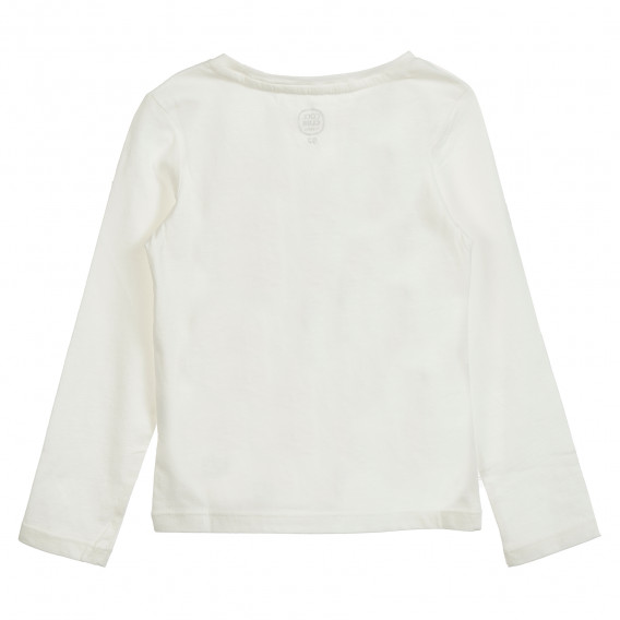Памучна блуза с дълъг ръкав и графичен зимен принт за момиче бежова Cool club 204394 4